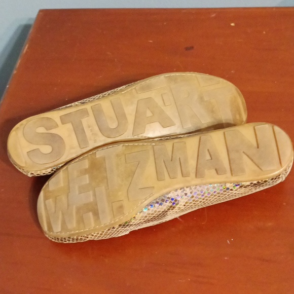 Stuart Weitzman python print 7.5 holographic overlay tan & brown flats - Picture 13 of 17